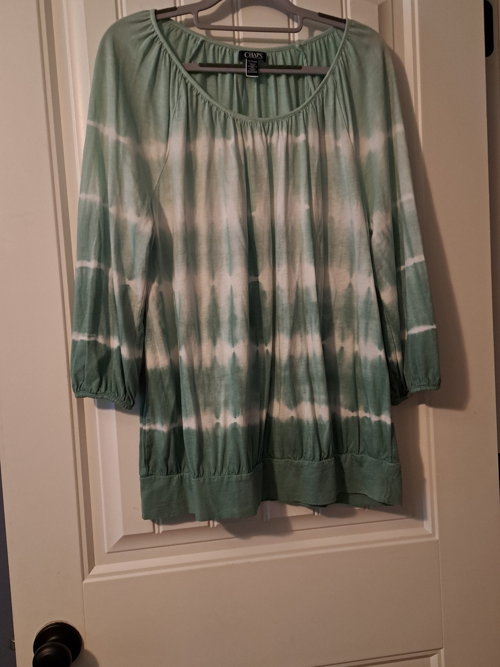 Chaps Mint Green and White Tie-Dye Peasant Tunic